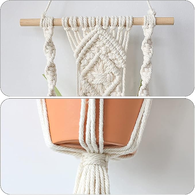 Artilady Macrame Plant Hanger, Boho Hanging Planter for Indoor Plants | Large Plant Holder with Hook, Hanging Baskets for Plants Outdoor, Farmhouse Rustic, Window Balcony Patio Home Decor, 2 Pack