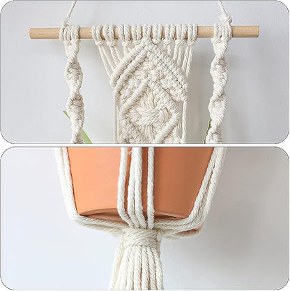 Artilady Macrame Plant Hanger, Boho Hanging Planter for Indoor Plants | Large Plant Holder with Hook, Hanging Baskets for Plants Outdoor, Farmhouse Rustic, Window Balcony Patio Home Decor, 2 Pack