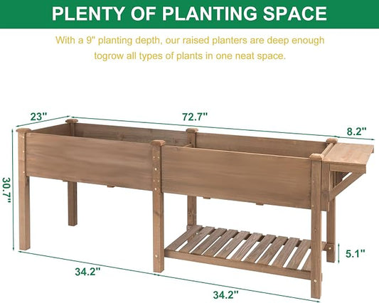 Gowoodhut Raised Garden Bed with Legs Outdoor, Elevated Garden Box with W-Connection Tabs，Large Storage Shelf for Vegetable, Flower, Herb, Easy to Assemble，81x23x32 in