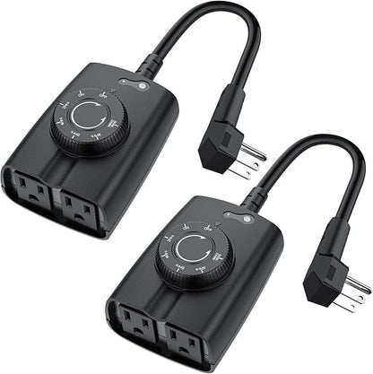 G-Homa Outdoor Dusk to Dawn Light Sensor Timer - 2Pack, Waterproof, 2 Grounded Outlets, 15A 1/2HP, CSA Listed