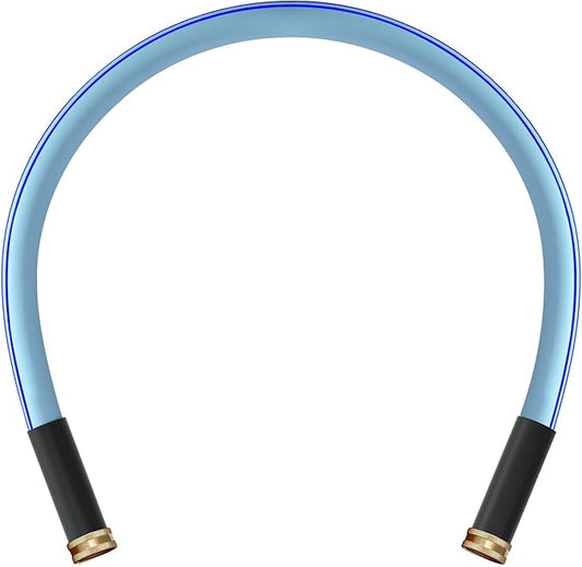 Atlantic 3 ft Female to Female Garden Hose, Blue 5/8" Leader Water Hose | Perfect for Hose Reels & Dehumidifiers – with Solid Brass Connectors