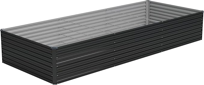 Vengarus 12x4x2ft Galvanized Raised Garden Bed,Metal Raised Beds Kit Black | 2FT Deep Root Elevated Garden Planter Box, Corrugated Steel, Open Bottom, Rustproof All Weather, Large Vegetable Flower Bed