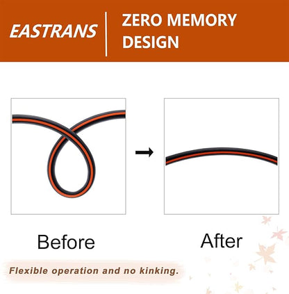 EASTRANS Short Garden Hose 15 ft x 5/8", Heavy Duty Black Orange Water Hose with 3/4" Solid Brass Connector, Flexible, Lightweight, Durable, Male to Female