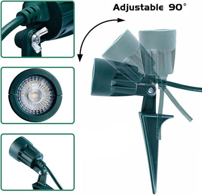 Outdoor Spotlight Plug in, Weather Resistant, Heavy Duty Stake, Landscape Light for Yard, Flag, Holiday Decor, 6FT Cord, 120V 300LM 5000K, Green, ETL Listed