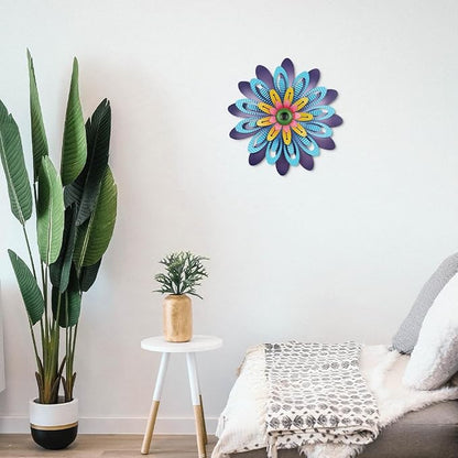 hogardeck Metal Flower Wall Decor 11" Multi-Colored Metal Floral Wall Art Decorations, Spring Yard Garden Decor Aesthetic for Indoor Outdoor, Boho Art for Bathroom Living Room Office Kitchen Patio