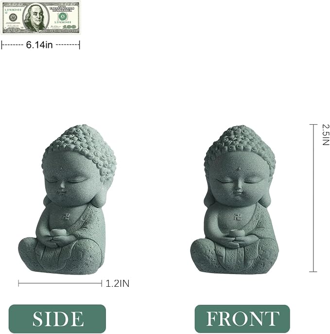 Little Buddha, Sakyamuni Buddha Statue - Handmade Stone for Meditating Zen Fish Aquarium Tank Desktop Decor, Baby Buddha Figurine, Buddha Statue Indoor, Buddha Statue Outdoor, Buddha Statues for Home