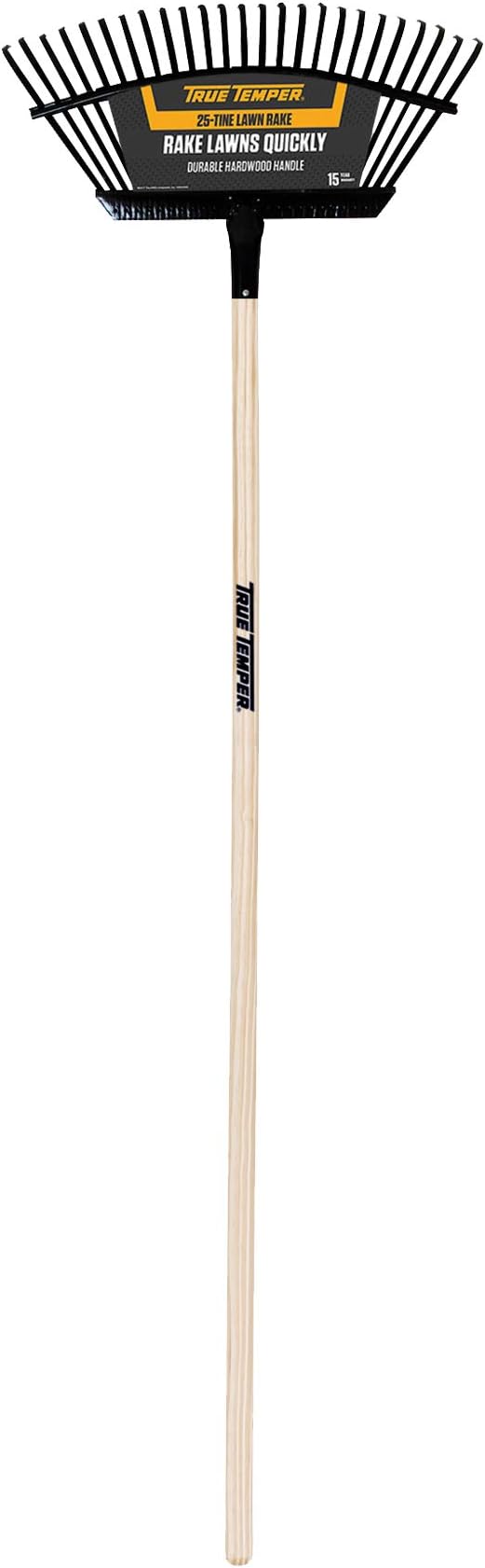 TRUE TEMPER 1789200 18-Tine Steel Lawn Rake with Hardwood Handle