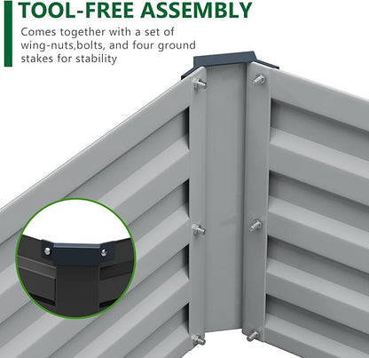 Meberam 2 Pack 6x3x1FT Galvanized Raised Garden Bed Kit, Outdoor Metal Planter Box for Vegetables, Bottomless Rectangular Gardening Bed with Support Rods, Tool-Free Assembly, Black