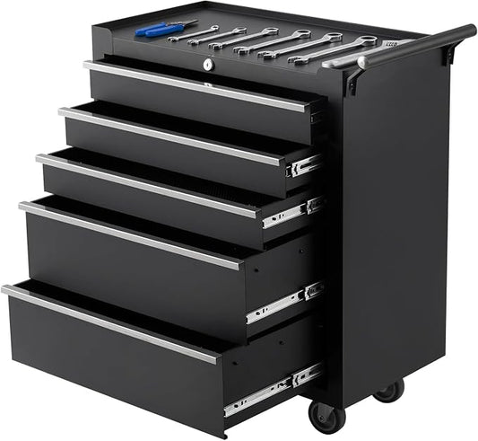 5-Drawer Rolling Tool Chest,Tool Cabinet on Wheels with Keyed Locking System and Drawer Liners,Tool Chest with Link Buckle and Can Be Combined to Large Cabinet Set,for Garage, Warehouse & Repair Shop