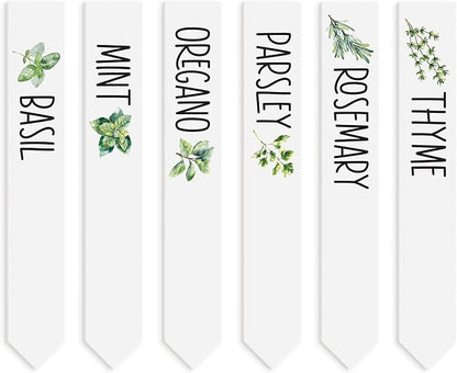 P. Graham Dunn Herbs White 6.5 x 1 Acrylic Plant Pal Garden Signs Set of 6