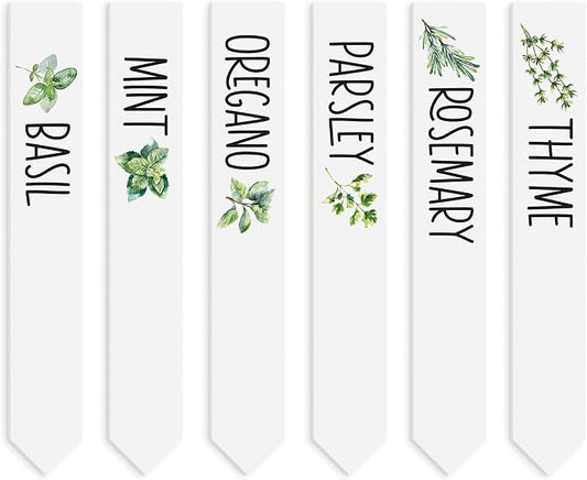 P. Graham Dunn Herbs White 6.5 x 1 Acrylic Plant Pal Garden Signs Set of 6