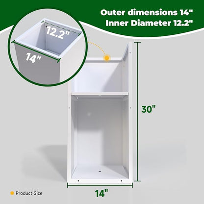 Metal Heavy Planter for Outdoor Plants Box 14"x14"x30" Metal Planter Spliced Planter Box with Removable Insert Sherf for Outside,Indoor,Garden (White, 14 * 14 * 30)