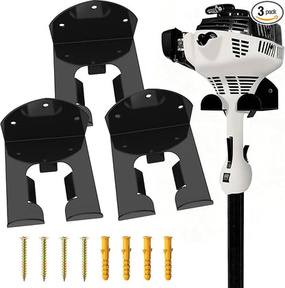 Garage Organizer Wall Hanger - Heavy Duty Garage Storage Trimmer Rack, Garden Power Tool Holder for Weed Whackers, Grass Trimmer, Hedge Trimmer, Grass Trimmer, Garage Tools, 3 Pack(Black)