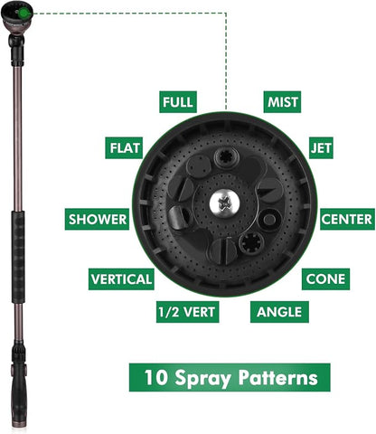 RESTMO 36”Long Watering Wand, 180° Swivel Head Metal Garden Hose Wand with 10 Spray Patterns, 3ft Heavy Duty Hose Nozzle Sprayer with Thumb Flow Control, Ideal to Water Hanging Baskets, Shrubs