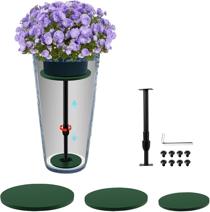 Axcoix Adjustable Height Plant Risers for Inside Pots, 17.5-32" Wooden Planter Inserts for Large Pots Sturdy Support, Planter Lift Insert for Tall Square Round Taper Planters (6" 8" 10" Base or Top)