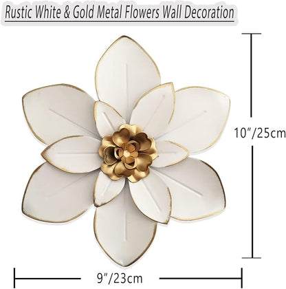 Metal Flower Wall Art Decor, 10“ Rustic Modern Floral Sculpture, Distressed Iron Wall Hanging Home Decoration Accent Artworks for Indoor Kitchen Bedroom Living Room Office Outdoor Garden Patio | Distressed Iron Wall Hanging Home Decoration Accent Artwo...