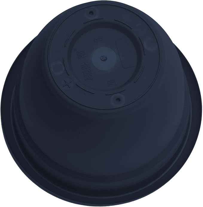 Bloem Ariana 12" Plastic Self-Watering Planter, Navy | Self-watering disk at the bottom of the pot that acts as a water wick and reservoir for optimal plant health.