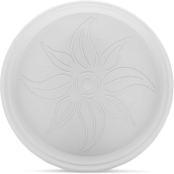 Mintra Garden Pots, 4 Pack Bulk Plastic Plant Pots with Drainage Tray, Round Indoor & Outdoor Decorative Planters with Drain Holes for Flowers, Herbs & Plants, 15cm Diameter – White, 5.9 in
