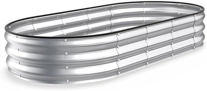 Kesfitt Raised Garden Bed, 6x3x1 FT Galvanized Steel Metal Raised Garden Bed, Oval Open-Bottom Design, 12-Inch Deep for Outdoor Vegetable & Herb Gardening, Silver