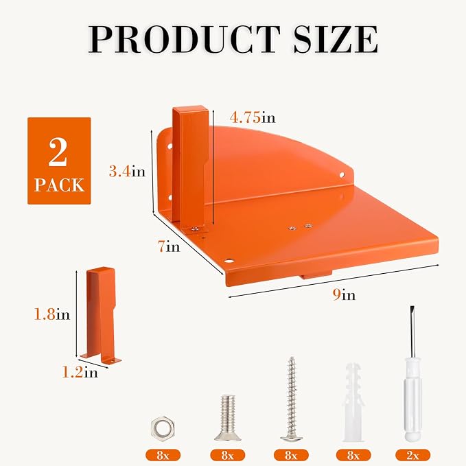 2 Pack Chainsaw Holder for Garage Shed Heavy Duty Chainsaw Storage Rack Wall Mount Sturdy Power Tool Organizer Rack Wall Storage Bracket for Garden Equipment and Outdoor Tools Display