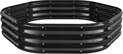 Hexagon Raised Garden Bed, 48 Inch Diagonal & 12 Inch Tall, Galvanized Steel Planter Box with Wave-Shaped Metal Panels for Outdoor Flower,Tree,Herb & Vegetable Garden (Black, 4FT X 1FT)