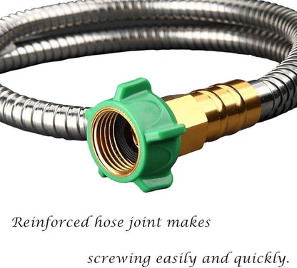 BEAULIFE 304 Stainless Steel Metal Garden Hose 25 Feet with Brass Garden Hose Nozzle Flexible, Portable & Lightweight Kink Free Garden Water Outdoor Hose
