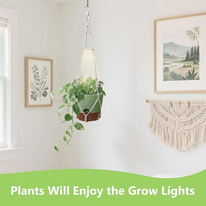 2 Pack Self Watering Hanging Planters with Grow Light for Indoor Plants | 10 Brightness, 3 Light Modes, 3/9/12H Timer, Built-In Reservoir, Drainage Holes, 10 in Pots