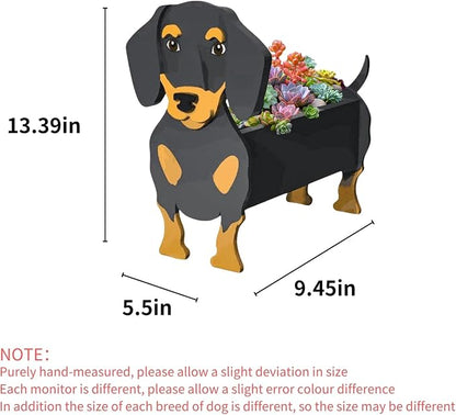 Dachshund Dog Planter Pots, 9.45 x 7.5 x 13.39 Inches | Dog Flower Pot, Cute Animal Shaped Plant Pot, Gifts for Women & Pet Lovers, Indoor Outdoor Garden Home Office Decor