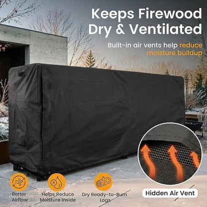 Firewood Rack Cover 8 foot - Heavy Duty - Black