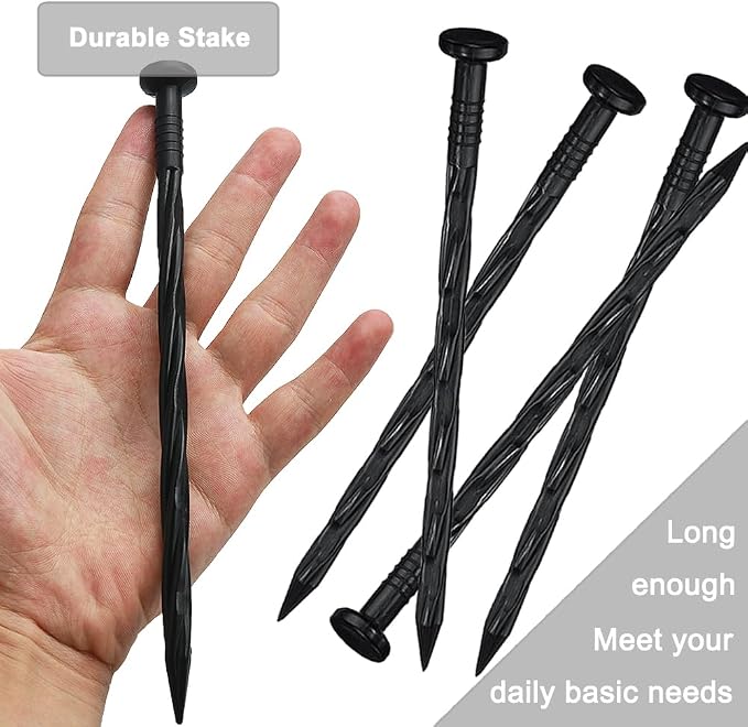 80 Pcs 8 Inch Plastic Edging Nails, Spiral Landscape Fabric Edging Anchoring Stakes Nylon Landscaping Anchoring Spikes Garden Lawn Yard Spikes for Weed Barrier, Paver Edging, Artificial (Pack of 2)