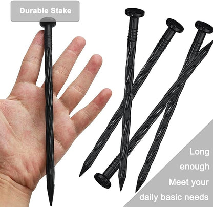80 Pcs 8 Inch Plastic Edging Nails, Spiral Landscape Fabric Edging Anchoring Stakes Nylon Landscaping Anchoring Spikes Garden Lawn Yard Spikes for Weed Barrier, Paver Edging, Artificial (Pack of 2)