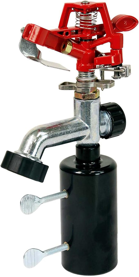 Chapin 4984: T-Post Impact Sprinkler, 360 Degree Automatic Impact Sprinkler for Small Gardens and Lawns, Up to 85ft Coverage Area, Red