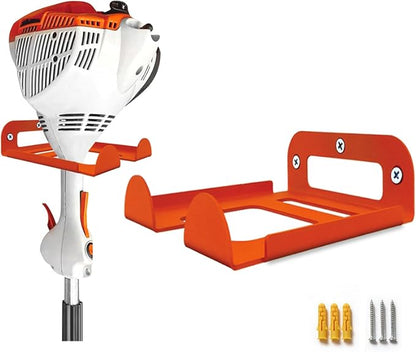 Weed Eater Hanger, Heavy Duty Trimmer Wall Mount Rack for Garage Tool Storage, Metal Weed Wacker Holder Organizer for Grass Trimmer, Blower & Garden Power Tools, Shed Wall Mount Bracket (Orange-1pack)