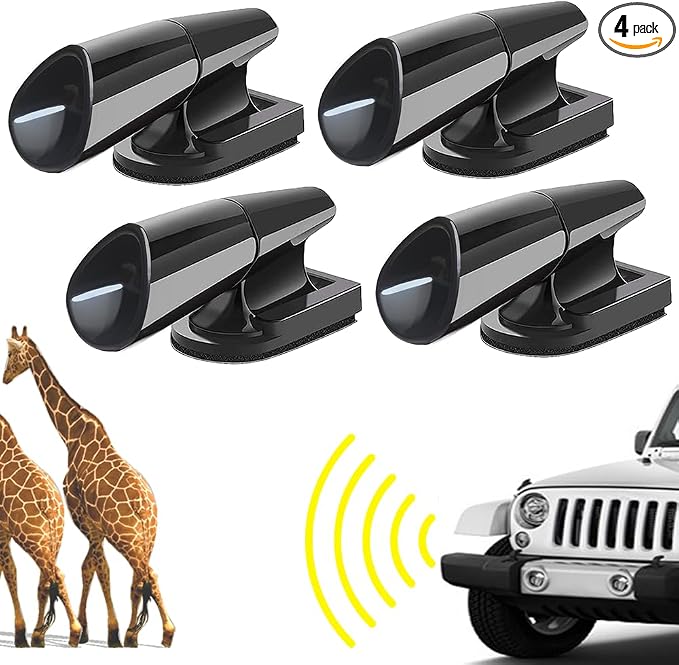 4pcs Deer Warning Whistles Device for Cars, Anti-Deer-Ultrasonic-Whistles for Vehicles Bumper Grill, Save Deer Animal Horns Alerts Deterrent Device Invisible Protector for Auto SUV Truck Motorcycles