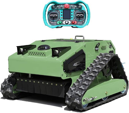 Infront Remote Control Lawn Mower with Enclosed Cabin, 55° Slope Climbing | 55° slope climbing capability,Brushless motor,Downward heat dissipation,Enclosed design,Industrial‑grade remote control
