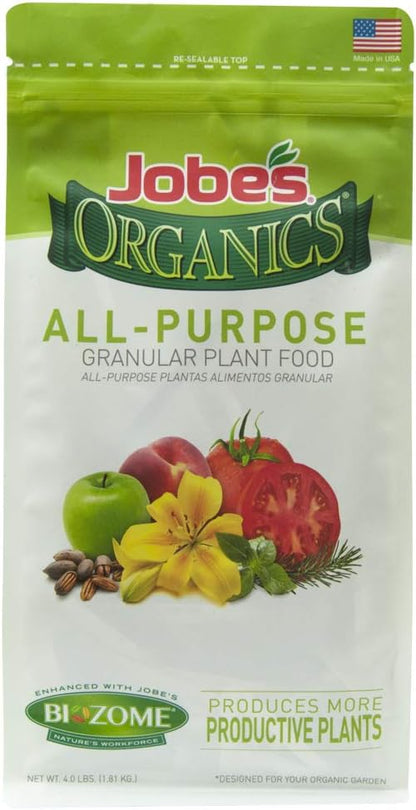 Jobe’s Organics 09026 Fertilizer, 4 lb & Jobe’s Organics 09526 Organic All Purpose Granular Fertilizer 4-4-4, 4 lb