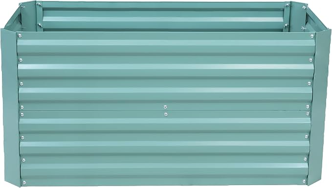 Sunnydaze Galvanized Raised Garden Bed - Outdoor Planter Box for Backyard or Patio - Steel Metal Raised Bed for Gardening Vegetables, Flowers, Herbs - 47 x 23 x 24 in - Green - Rectangle