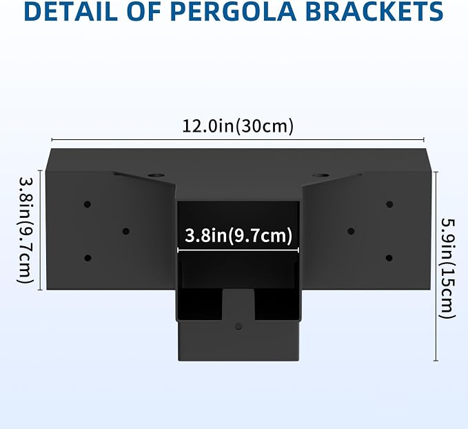 4-Way Pergola Brackets Kit (2-Pack), Heavy Duty 4x4 Corner Brackets for Outdoor Wood Posts, Easy Install for DIY Gazebo Patio Log Cabin & Outdoor Structures