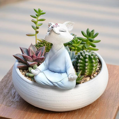 Zen Fox Buddha Statue, Yoga Figurine for Home Office, Garden Decor | Meditation decor, resin animal fox statues, fox figurines, feng shui shelf decor spiritual gifts for indoor outdoor