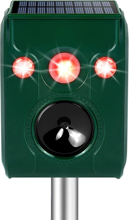Ultrasonic Pest Repellent,Solar Animal Repeller,Outdoor Cat Repellent,Bird Repellent,Deer Repellent.Dog,Raccoon,Squirrel Repellent,Motion Activated LED Flashing Light Alarm Sound Animal Repellent