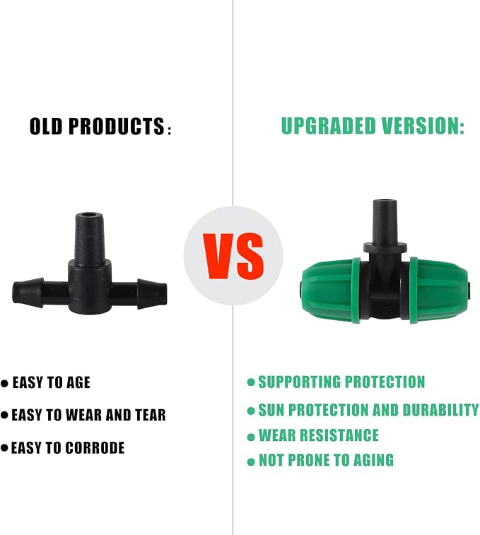 6mm to 1/4 Inch Barb Tee for for ¼ in. tubing; Tubing Outside Diameter (OD) is 0.250 in., Internal Diameter (ID) is 0.170. in. (20Pcs/Pack) (Green-1/4" to 6mm)