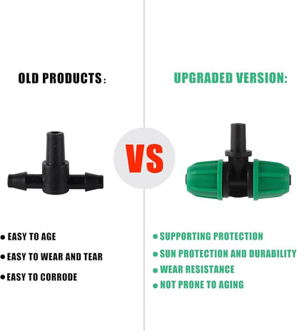 6mm to 1/4 Inch Barb Tee for for ¼ in. tubing; Tubing Outside Diameter (OD) is 0.250 in., Internal Diameter (ID) is 0.170. in. (20Pcs/Pack) (Green-1/4" to 6mm)