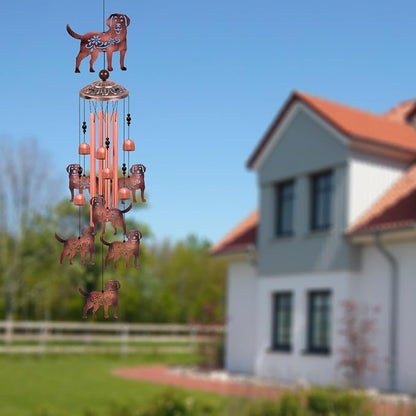 Outdoor Dog Wind Chimes, Gifts for Mom & Grandma & Woman & Family & Neighbor, Dogs Decoration for Home,Garden,Balconies,Room,Patio,Indoor, Mobile Wind Catcher, Memorial Windchime, Blessing Wind Bells