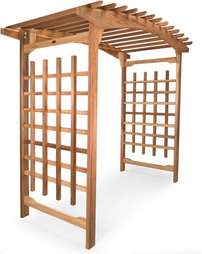 All Things Cedar 8-Foot Pagoda Arbor Garden Arch Trellis for Climbing Plants, Transform Garden or Patio Spaces, Made from Premium Western Red Cedar