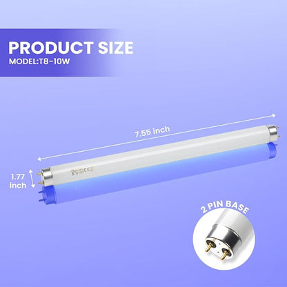 LiBa Bug Zapper Replacement Bulb 10W 2-Pack, UV Lamp for 20W Indoor Zapper | 10W UV replacement tubes, restore insect attraction, easy to install, 2-pack
