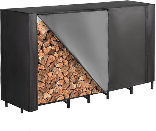Vailge Firewood Rack Cover 6FT, Waterproof Firewood Rack Outdoor Cover with Full Front Zipper & Windproof Straps, Heavy Duty 600D Oxford Log Protector for All Seasons