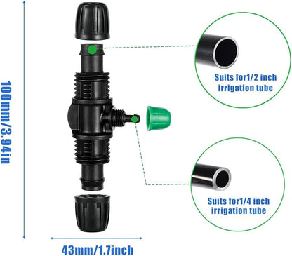 12 Pcs Lock Barbed Tee Connectors1/2 inch Tubing to 1/4 Inch Tubing ANTI-LEAK Irrigation Fittings for (1/2'' ID x 0.60''-0.63'' OD) Locked Barbed Irrigation Fittings(12Pcs Lock Barbed Tee Three Way)
