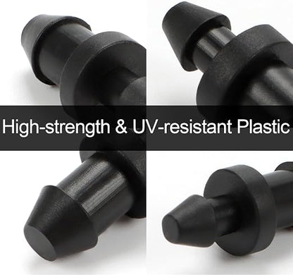 150 Pack Drip Irrigation Fittings Kit for 1/4" Tubing, Drip Line Barbed Connectors for 1/4 Inch Drip Irrigation Tubing Includes 60 Couplings 50Tees 20 Elbows 20 Plugs