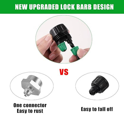 Garden Hose Adapter 3/4 to 1/4 Inch 2 Way Drip Irrigation Tubing Connectors Lock Barbed Design 3/4 US Standard GHT Thread 5 Pack (2 -Way to 1/4" Pipe Connector)