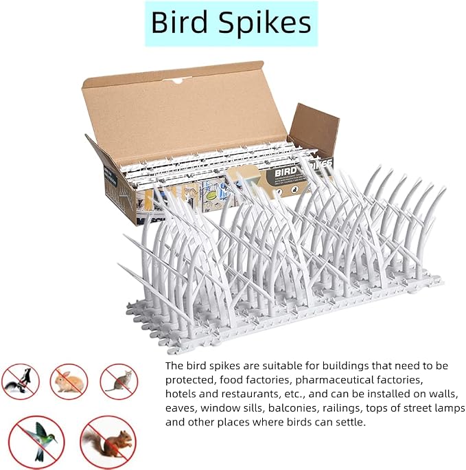 6 Packs of Bird Spikes, Cat Spikes, Pigeon Spikes (Coverage 5.8 Feet) | Birds Deterrent Spikes Suitable for Balconies, Walls, Railings, Roof and Windows